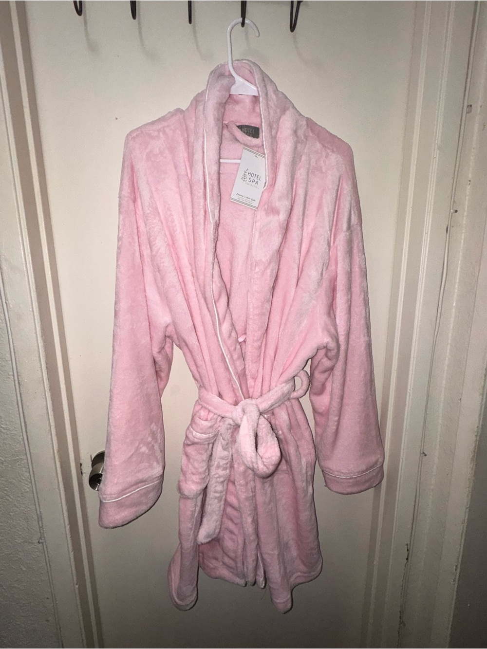 Hotel Spa Plush Pink Robe with Shawl Collar